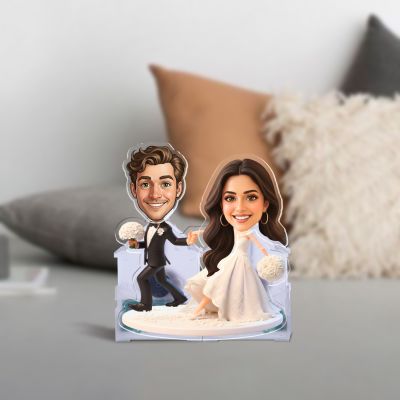 Personalized Couple Bobblehead Caricature Gift for Husband, Wife, Girlfriend, Boyfriend & Friends Solar Powered Moving Head Couple Gift for Birthday (Wedding Couple ift)